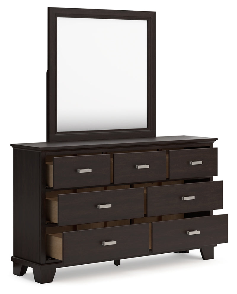 Covetown Dark Brown Dresser And Mirror