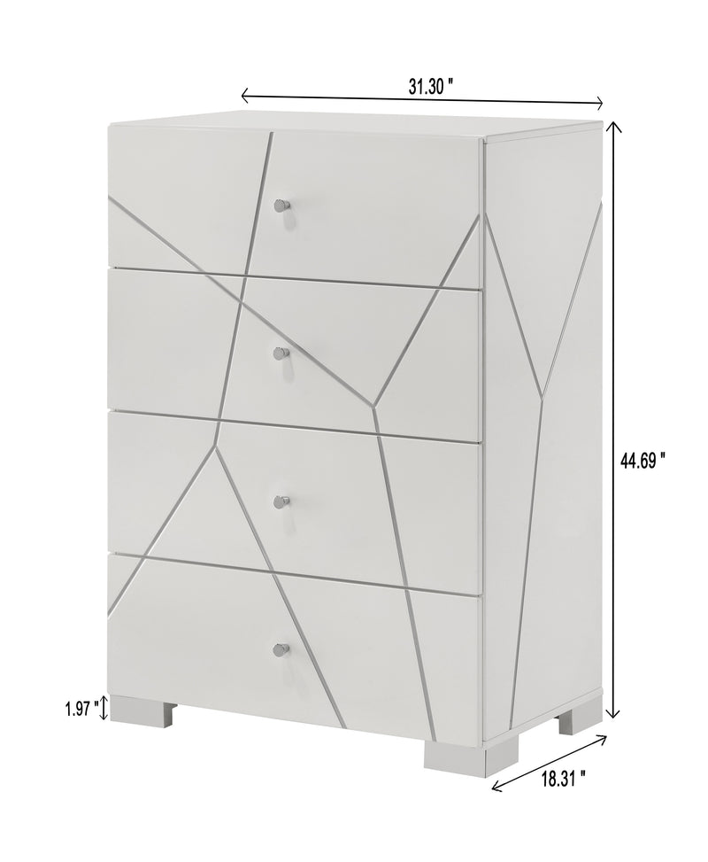 Ayla White LED Panel King Bed