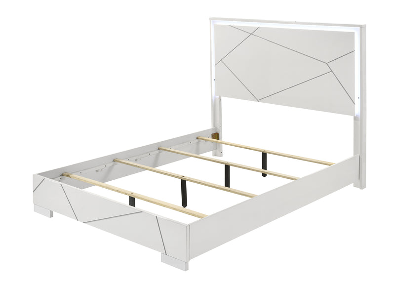 Ayla White LED Panel King Bed