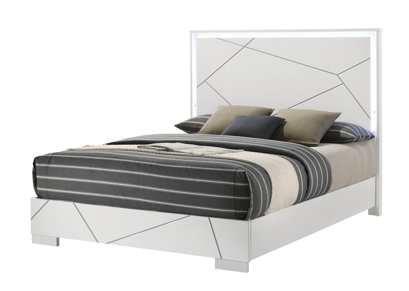 Ayla White LED Panel King Bed