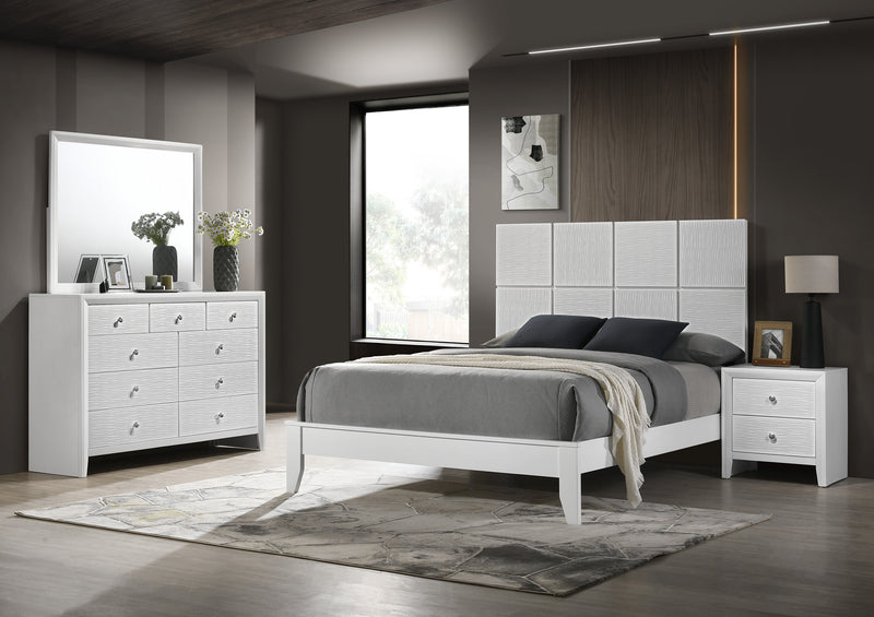 Denker-evan White Modern Contemporary Solid Wood Queen Bed