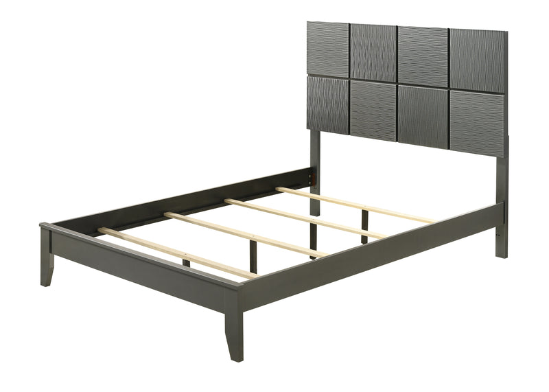 Denker Gunmetal Modern Contemporary Solid Wood King Bed