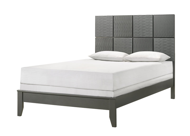 Denker Gunmetal Modern Contemporary Solid Wood Queen Bed