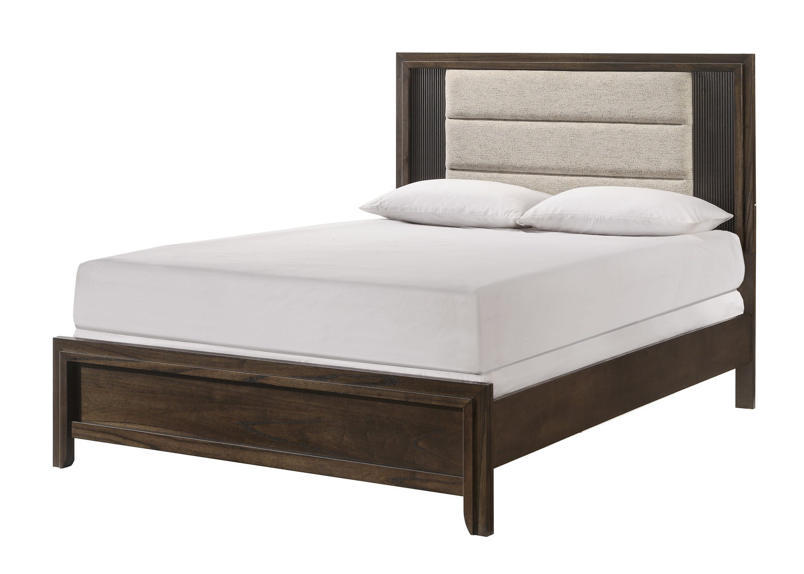 Carlton Brown Upholstered Panel King Bed