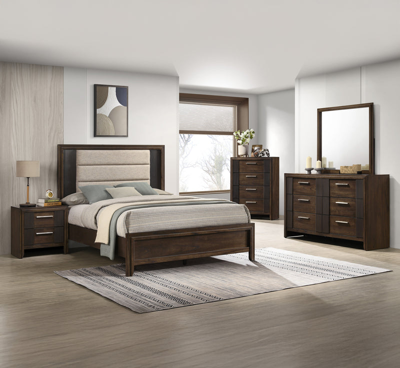 Carlton Brown Upholstered Panel Bedroom Set