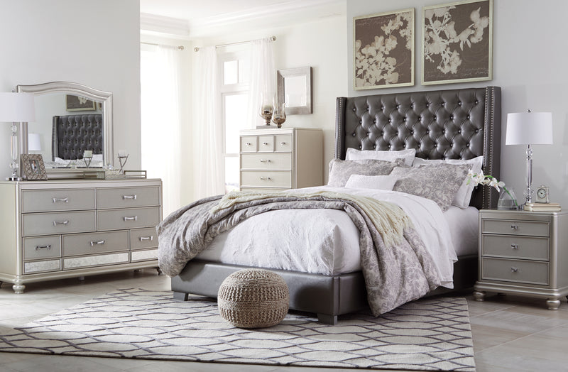 Coralayne Gray King Upholstered Bed