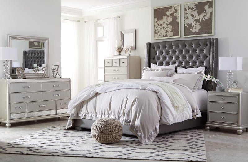 Coralayne Gray King Upholstered Bed