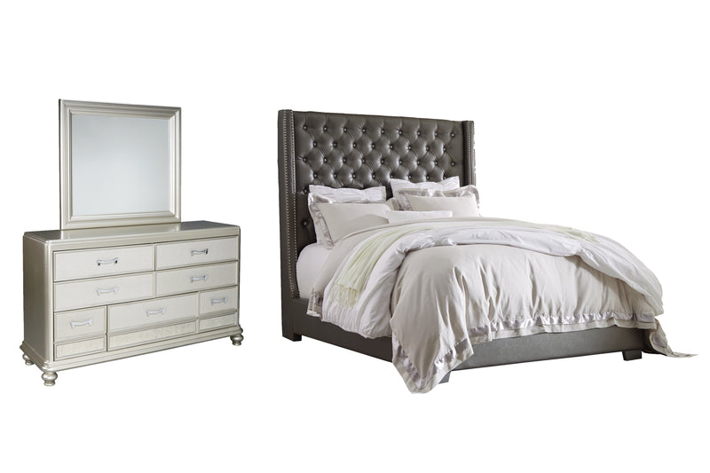 Coralayne Gray Upholstered Tufted Bedroom Set