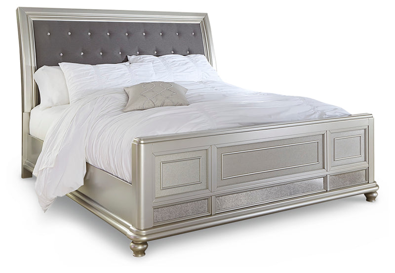 Coralayne Silver King Sleigh Bed