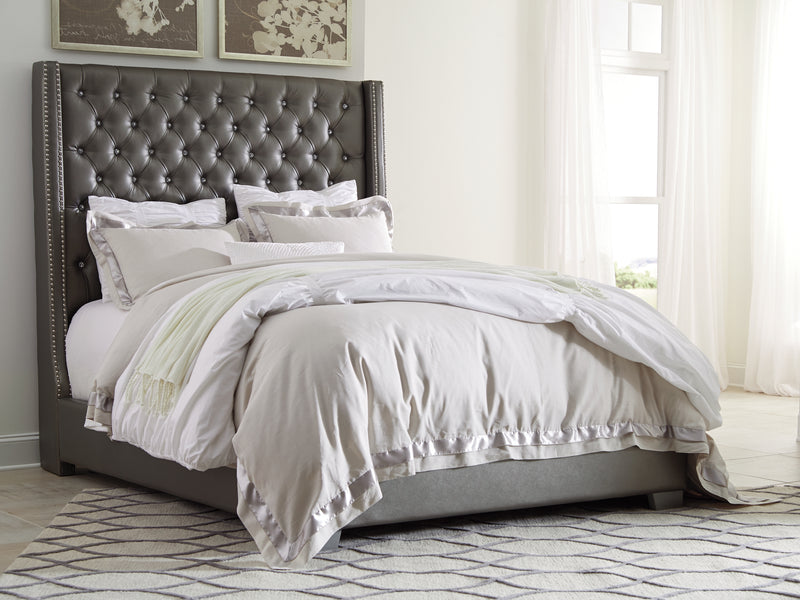 Coralayne Gray King Upholstered Bed