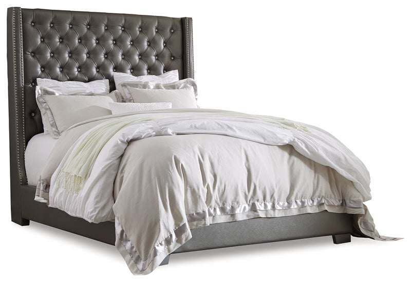 Coralayne Gray King Upholstered Bed