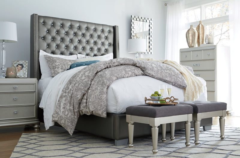 Coralayne Gray King Upholstered Bed