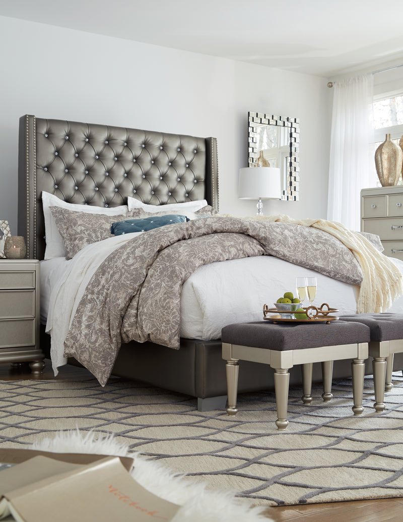 Coralayne Gray King Upholstered Bed