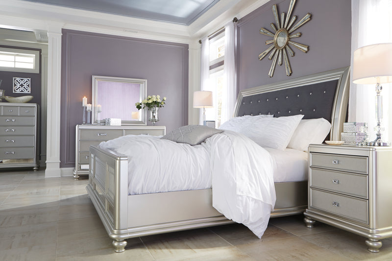 Coralayne Silver Queen Sleigh Bed