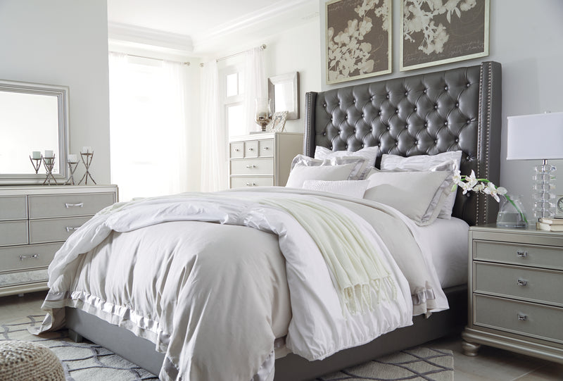 Coralayne Gray King Upholstered Bed