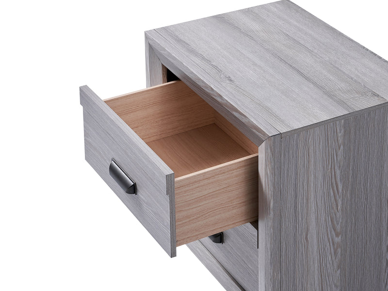 Adelaide Drift Wood Modern Contemporary Solid Wood And Veneers 2-Drawers Nightstand