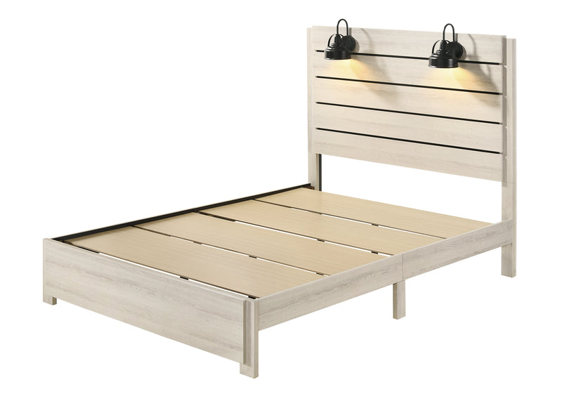 Carter White Modern Contemporary Solid Wood And Veneers LED Bedroom Set