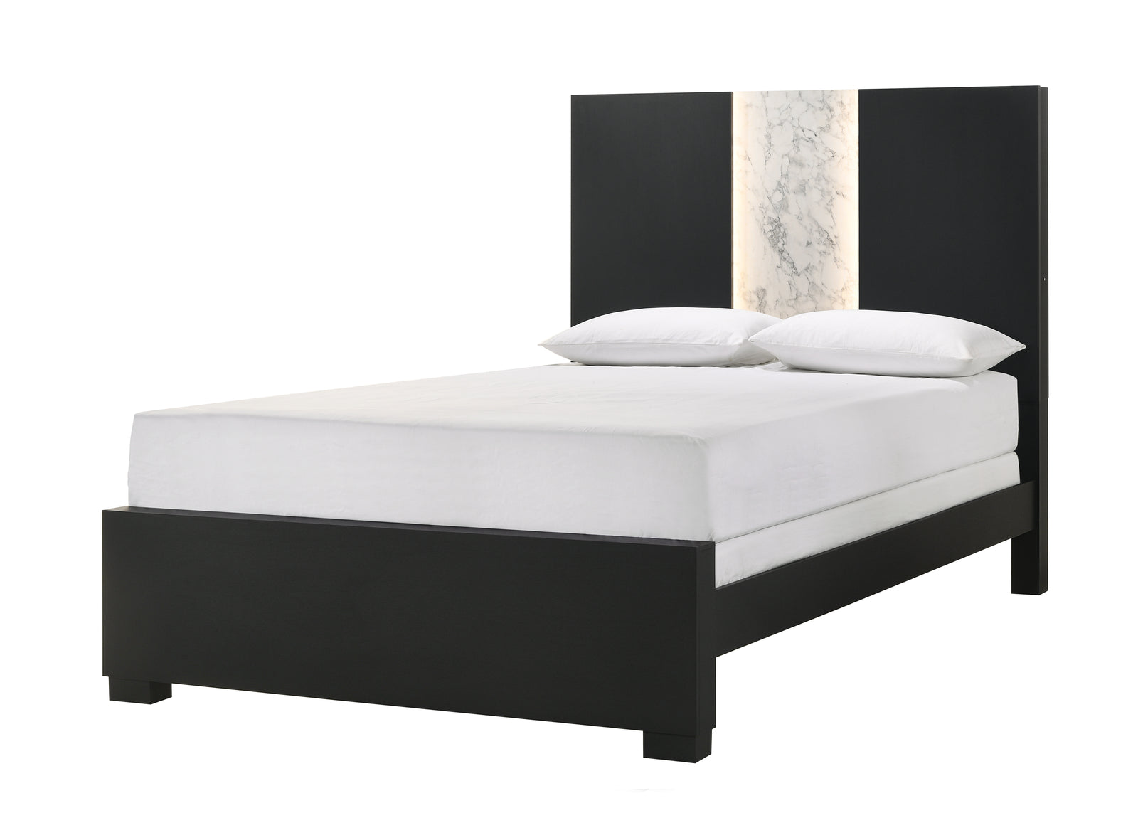 Rangley Black Marble LED King Bed