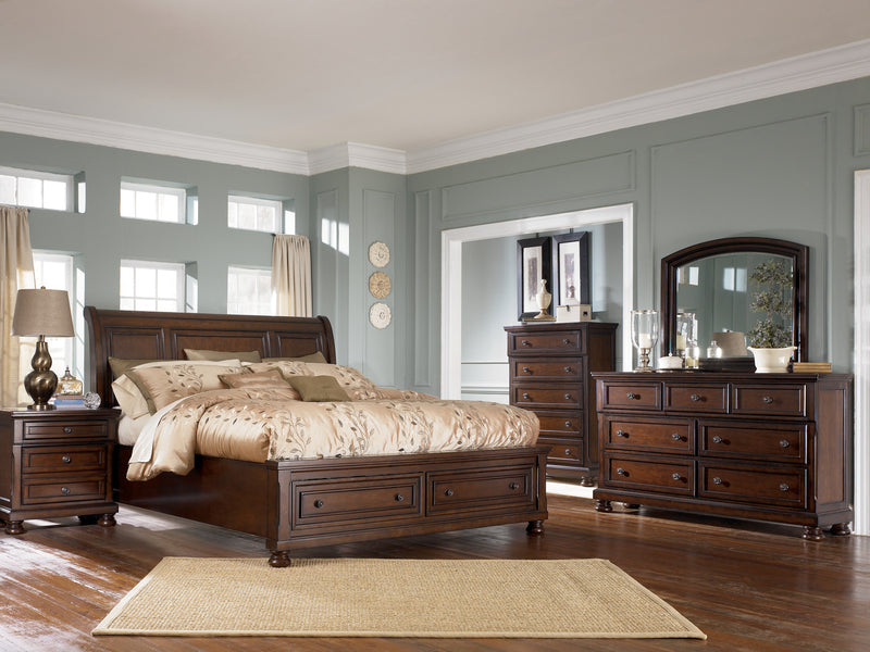 Porter Rustic Brown Sleigh Bedroom Set