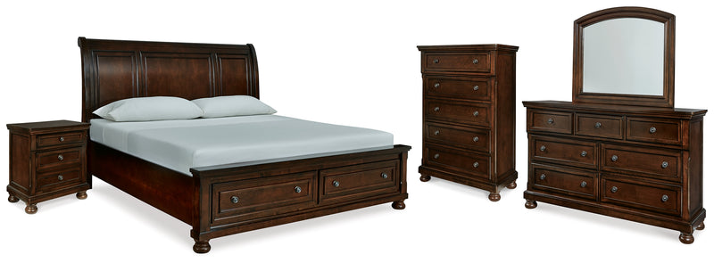 Porter Rustic Brown Sleigh Bedroom Set