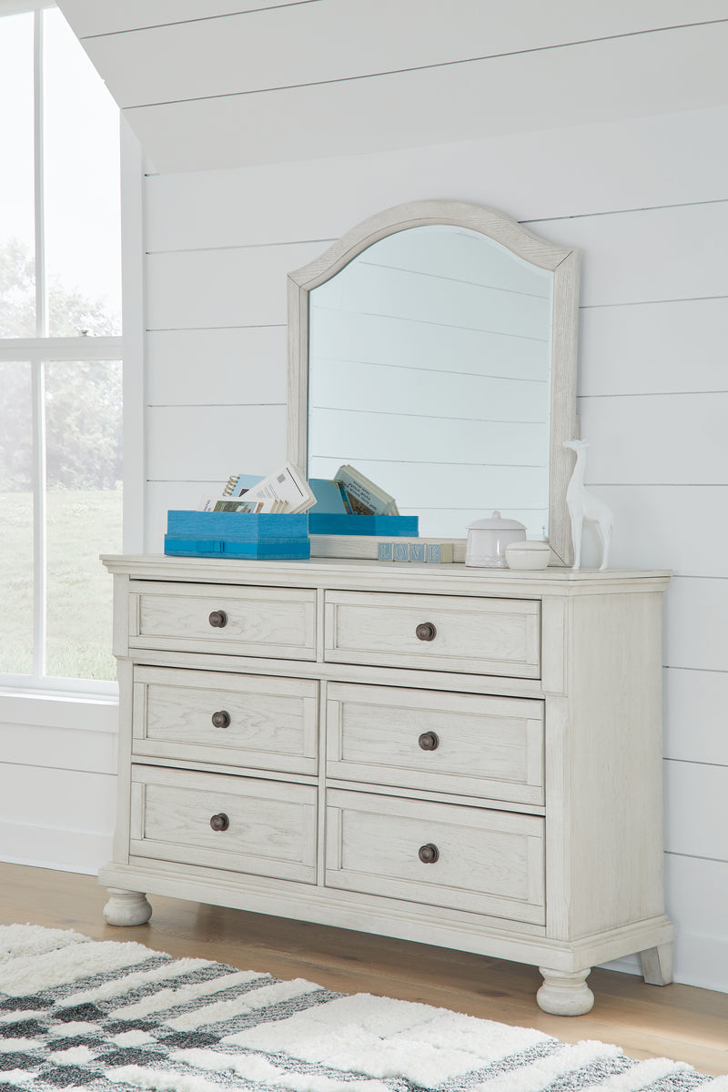 Robbinsdale Antique White Dresser And Mirror B742B10