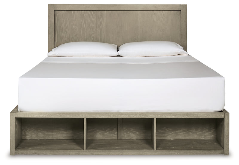 Fawnburg Gray King Panel Bed With Storage