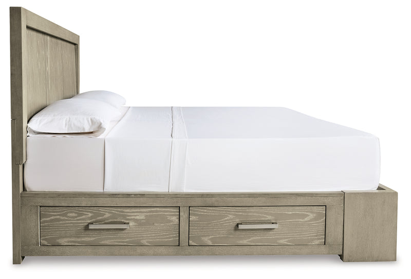 Fawnburg Gray King Panel Bed With Storage