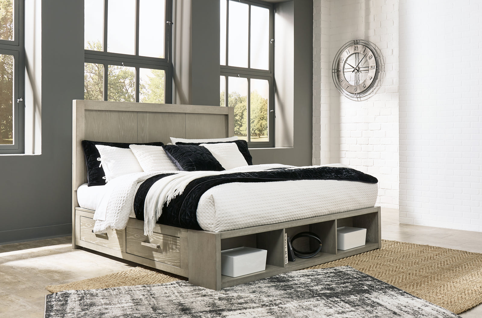 Fawnburg Gray Queen Panel Bed With Storage