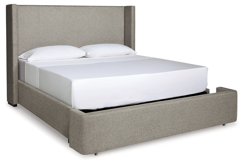 Fawnburg Gray Queen Upholstered Storage Bed