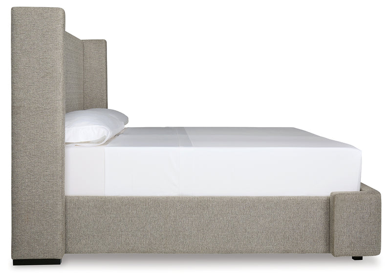 Fawnburg Gray Queen Upholstered Storage Bed