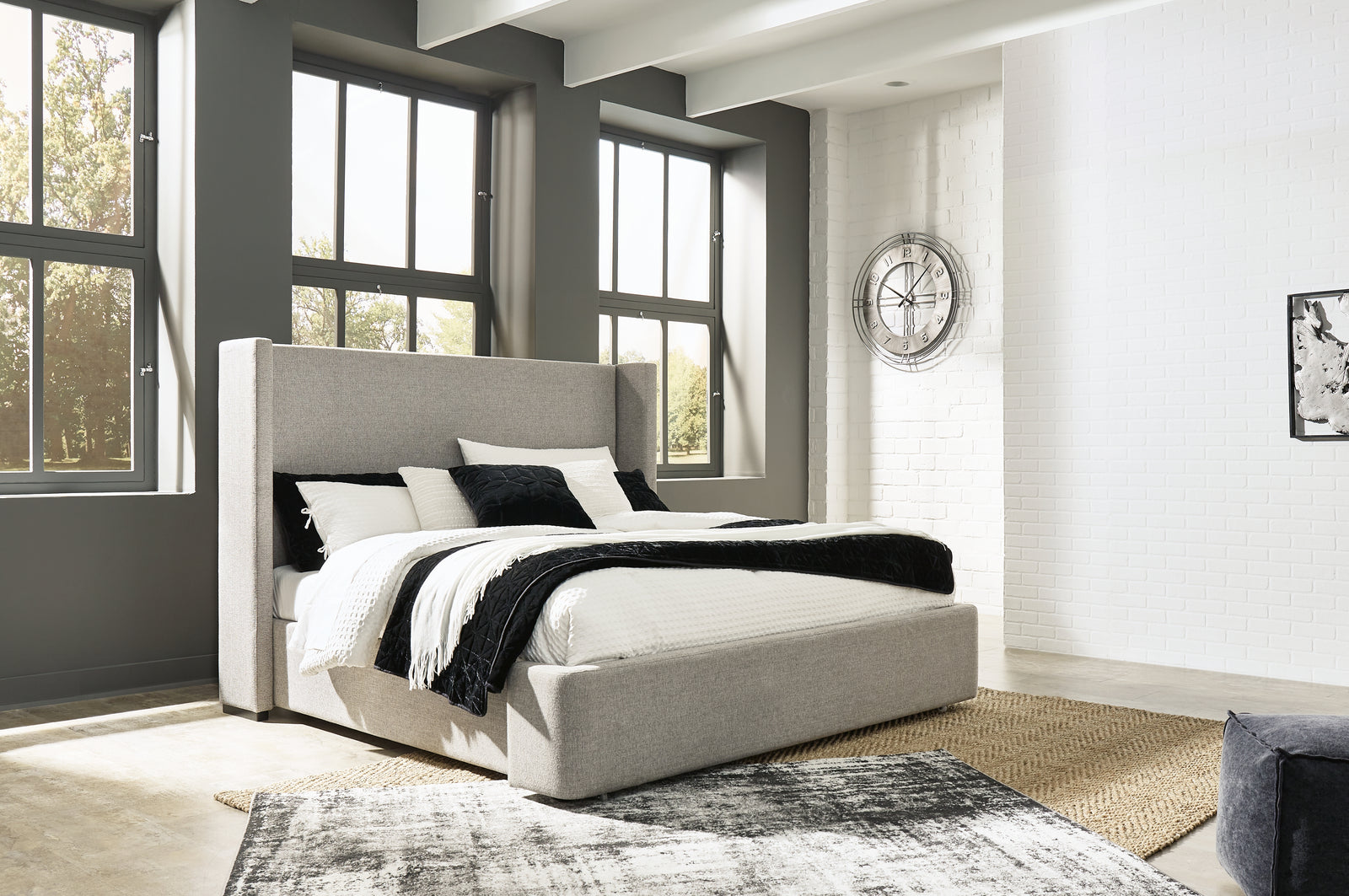 Fawnburg Gray King Upholstered Storage Bed