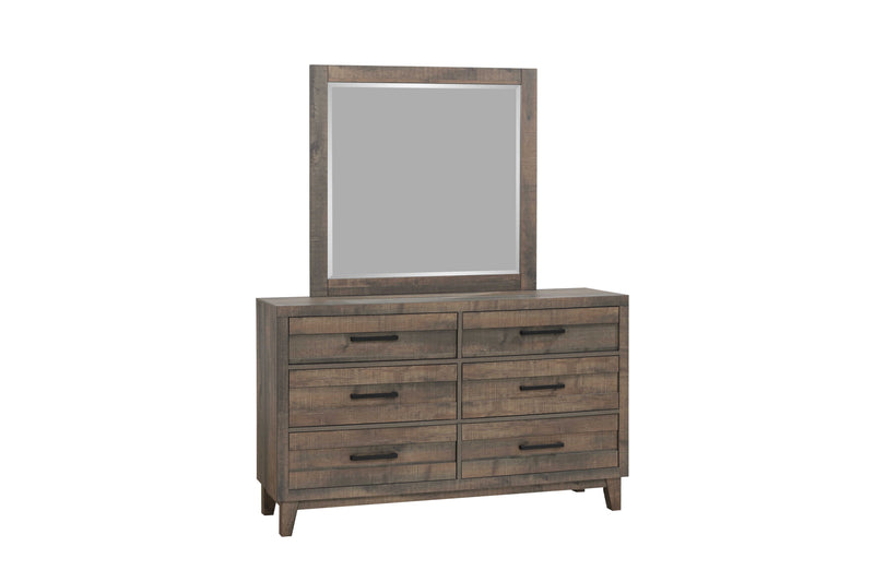 Tacoma Rustic Brown Modern Solid Hardwood Queen Panel Bed