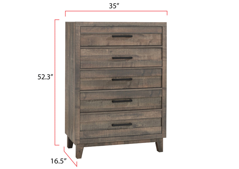 Tacoma Night Stand Rustic Brown, Contemporary Wood Veneers And Solid, Plank Metal 2 Drawers