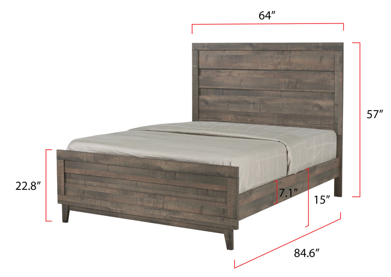 Tacoma Rustic Brown Modern Solid Hardwood King Panel Bed