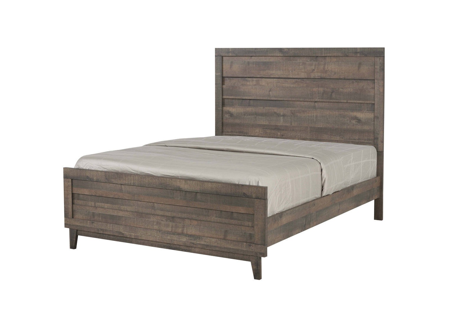 Tacoma Rustic Brown Modern Solid Hardwood Full Panel Bed