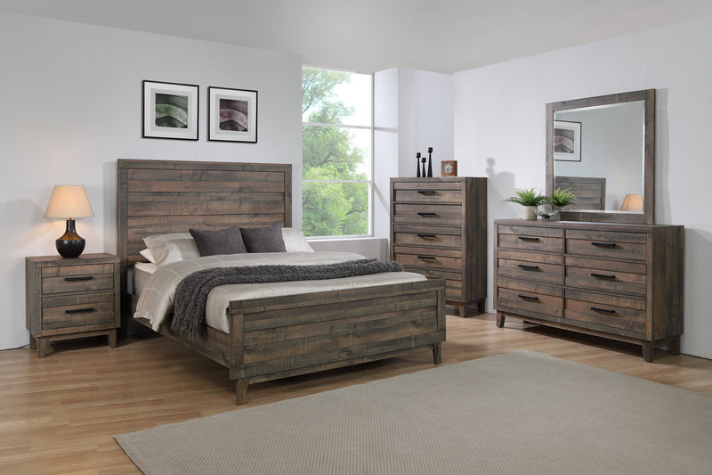 Tacoma Rustic Brown Modern Solid Hardwood Full Panel Bed