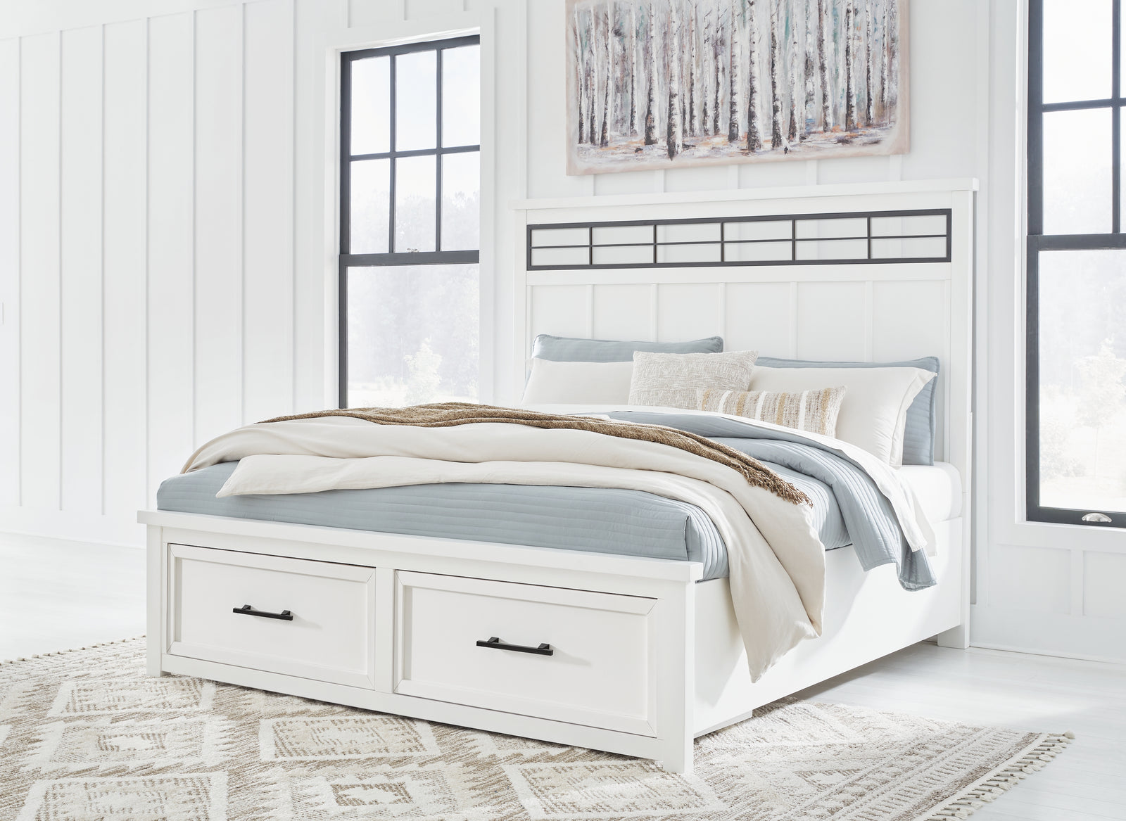 Ashbryn White/natural King Panel Storage Bed