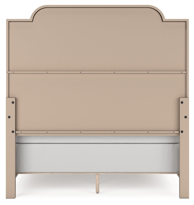 Jorlaina Light Grayish Brown Queen Upholstered Panel Bed