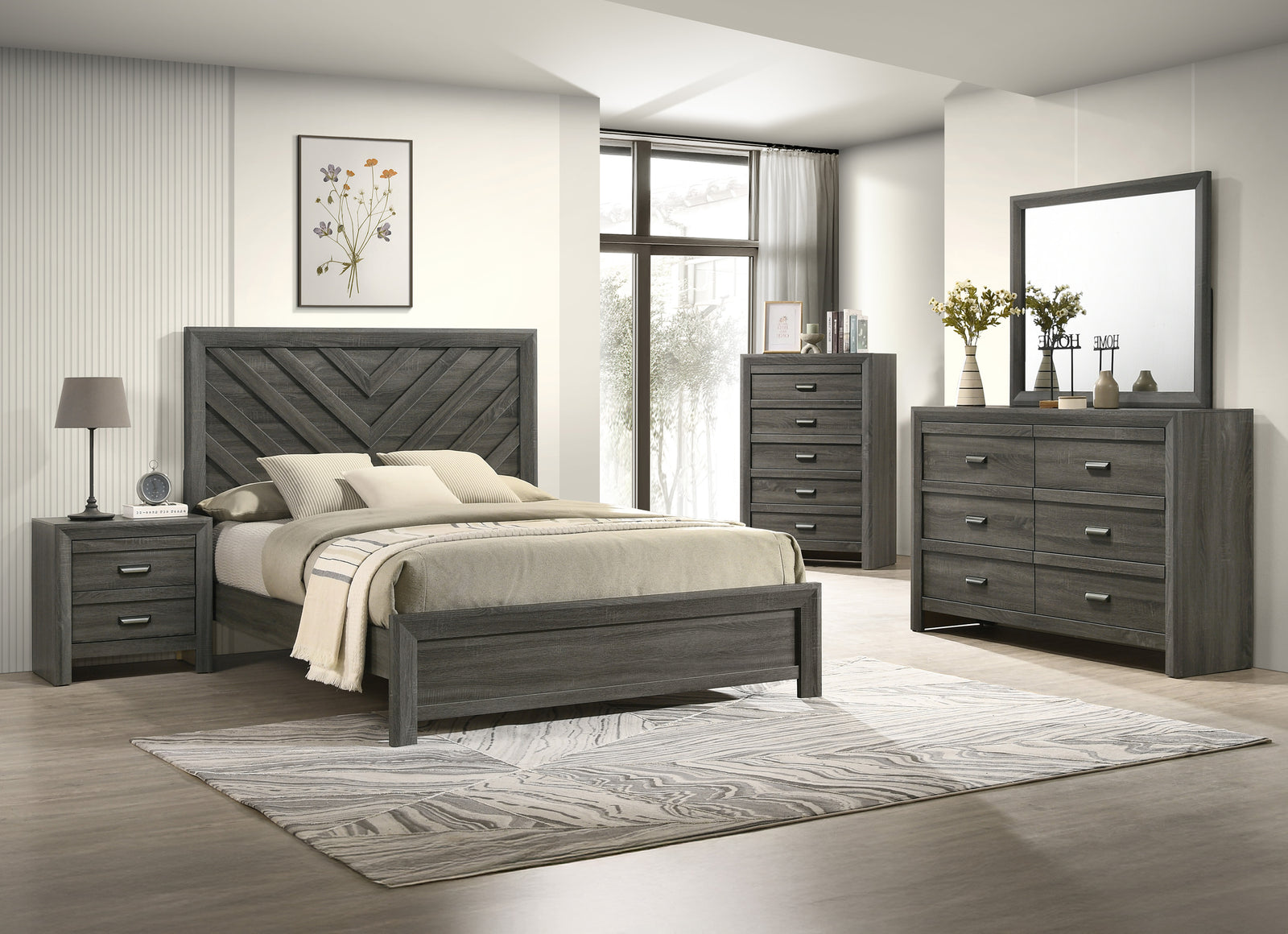 Valor Gray Panel Bedroom Set