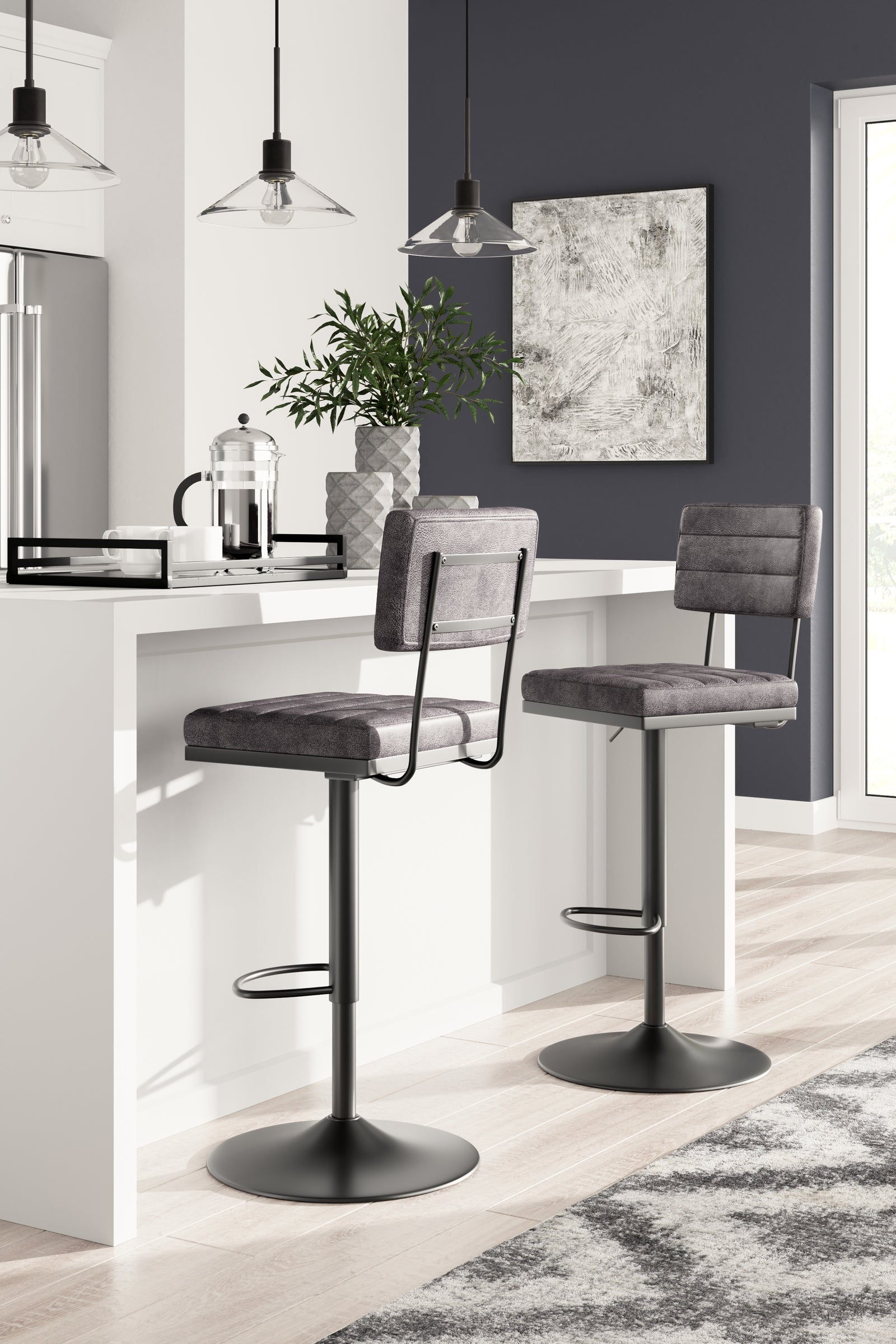 Strumford Gray Black Bar Height Stool