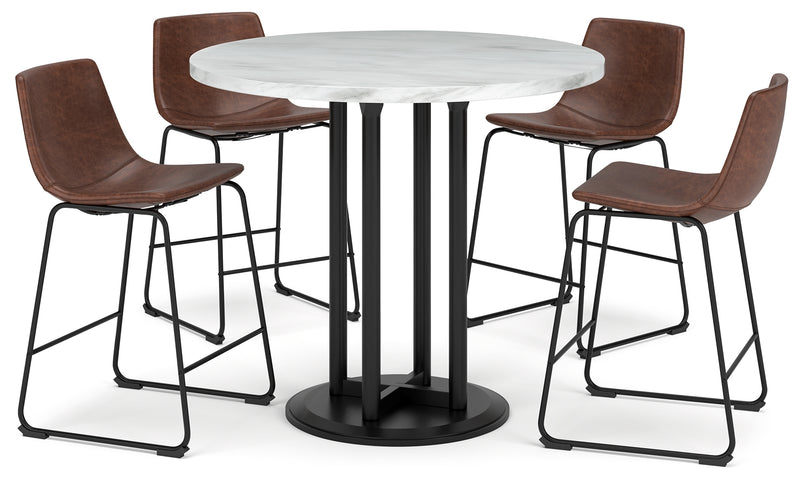 Centiar Two-Tone Counter Height Dining Table And 4 Barstools