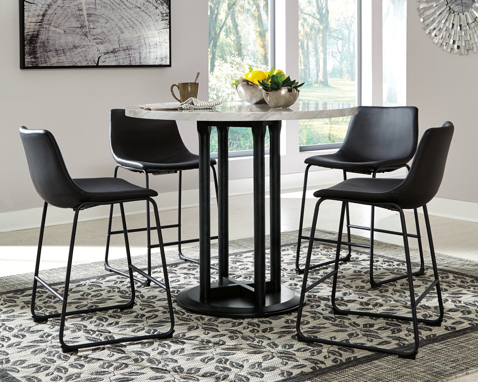 Centiar Two-tone Counter Height Dining Table And 4 Barstools