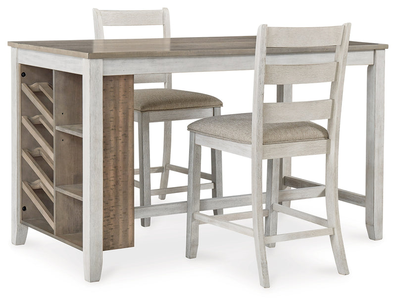 Skempton White/light Brown Counter Height Dining Table And 2 Barstools PKG000544 - D394-32 | D394-124 | D394-124