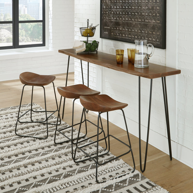 Wilinruck Brown Black Counter Height Dining Table And 3 Barstools