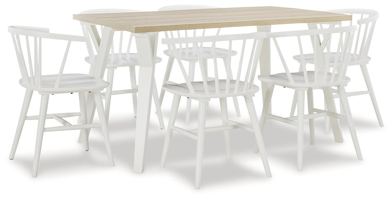 Grannen White Natural Circle Dining Room Set