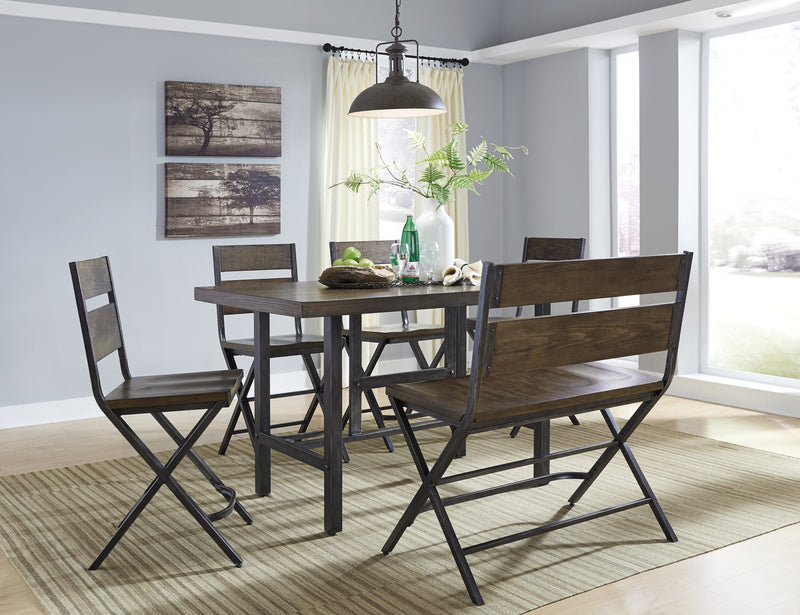 Kavara Medium Brown Counter Height Dining Table And 4 Barstools Bench