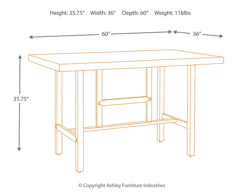 Kavara Medium Brown Counter Height Dining Table