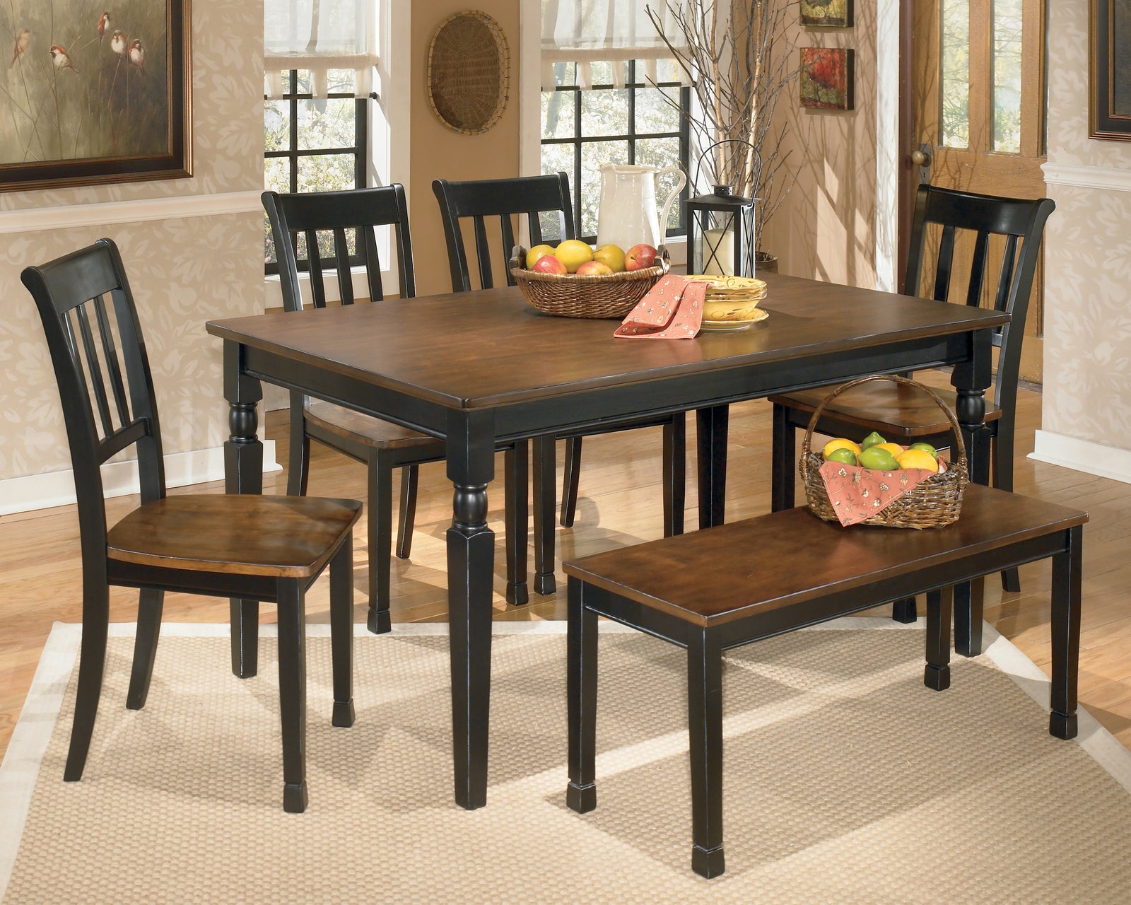 Owingsville Black Brown Rectangular Dining Room Set