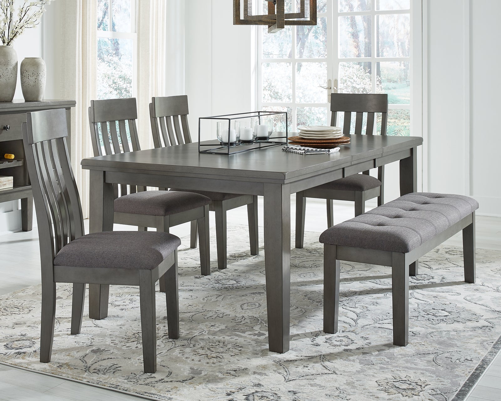 Hallanden Gray Rectangular Dining Room Set