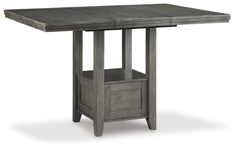 Hallanden Gray Counter Height Dining Table And 4 Barstools